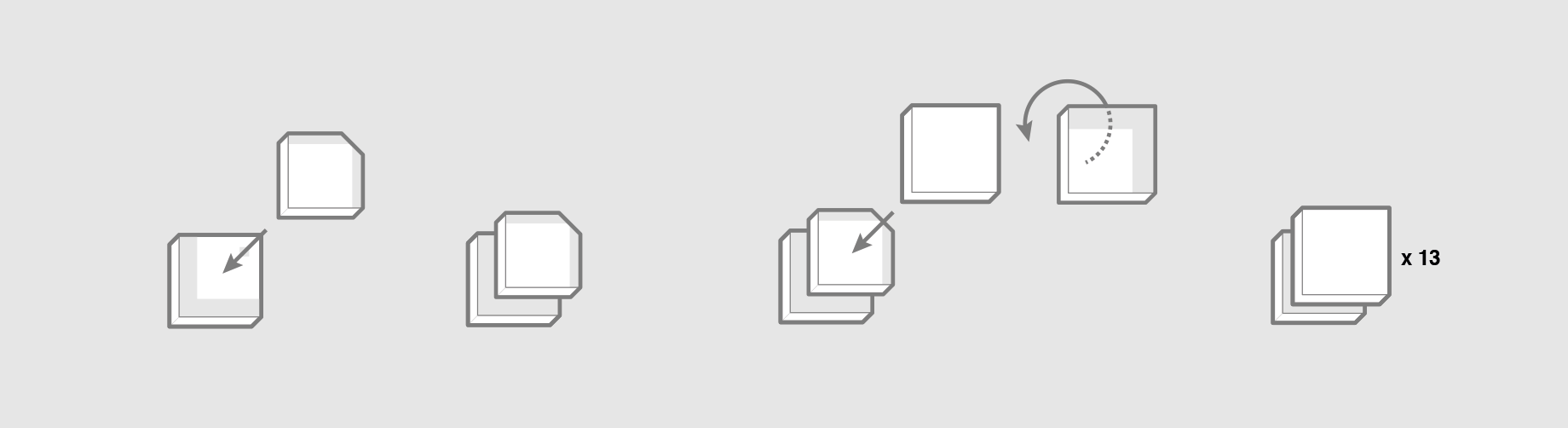 instructions diagram of making the 13 white tiles