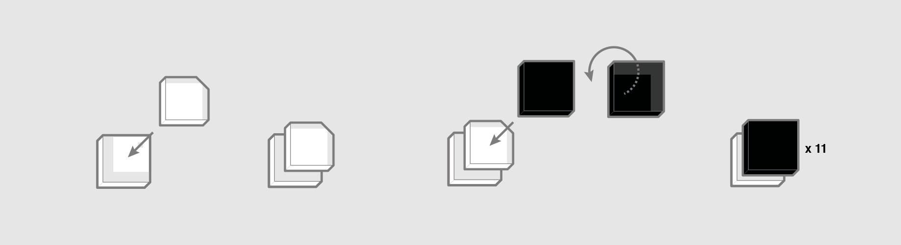 instructions diagram of making the 11 black tiles